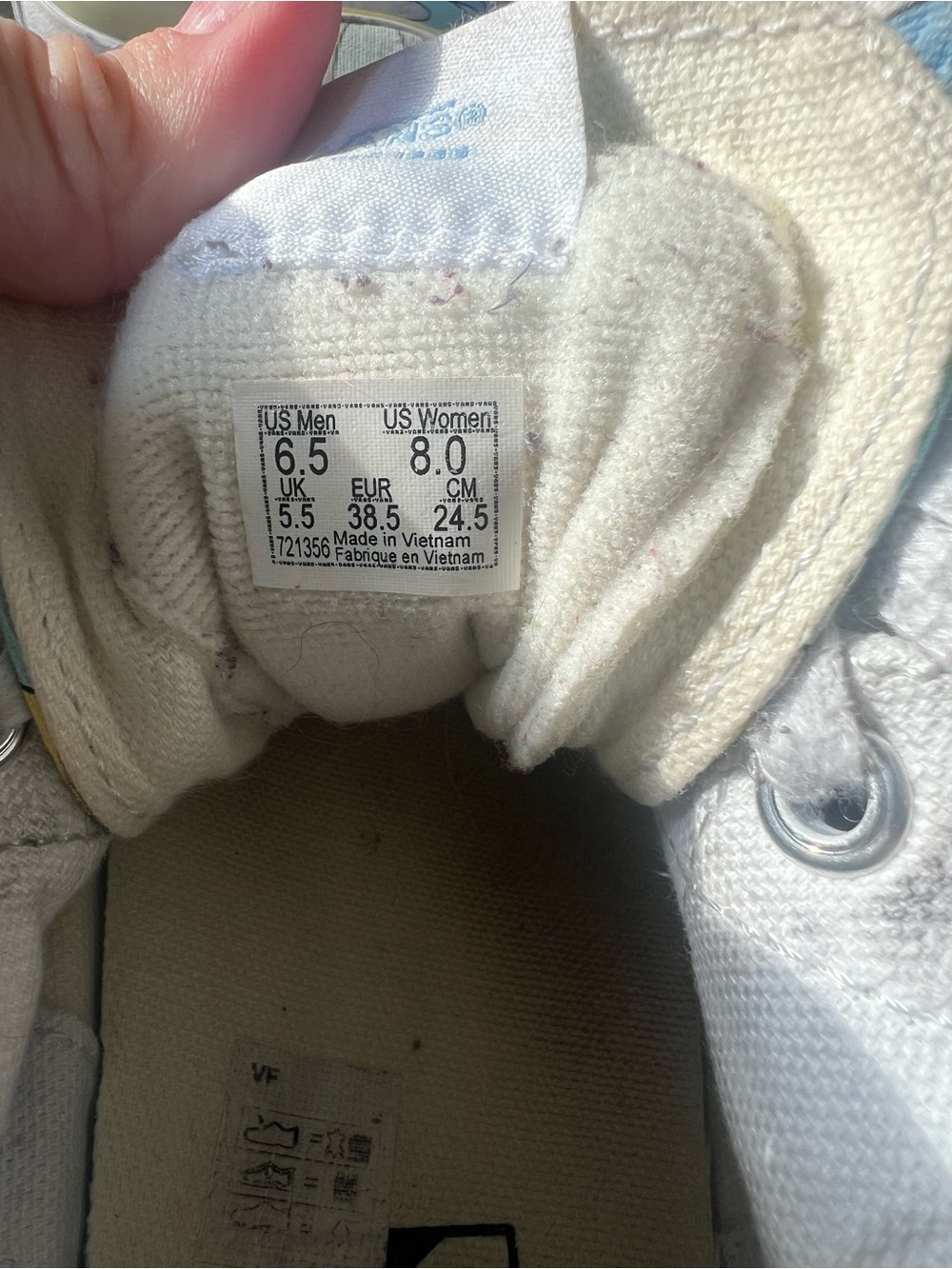 Vans High Top Sneakers in Light Blue, Yellow, White - Picture 5 of 6